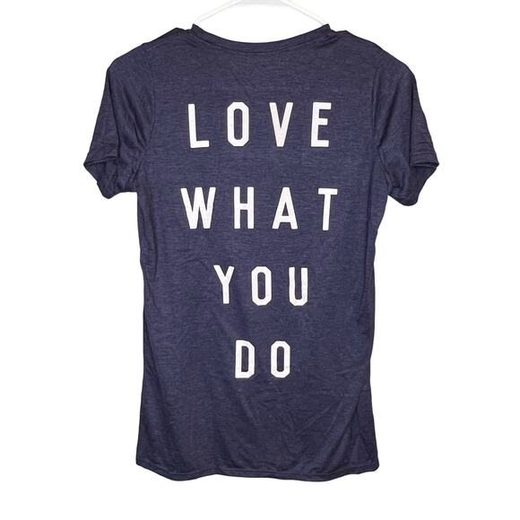 Do What You Love Love What You Do Short Sleeve Shirt Crew Neck Top XS Blue White - Picture 3 of 7